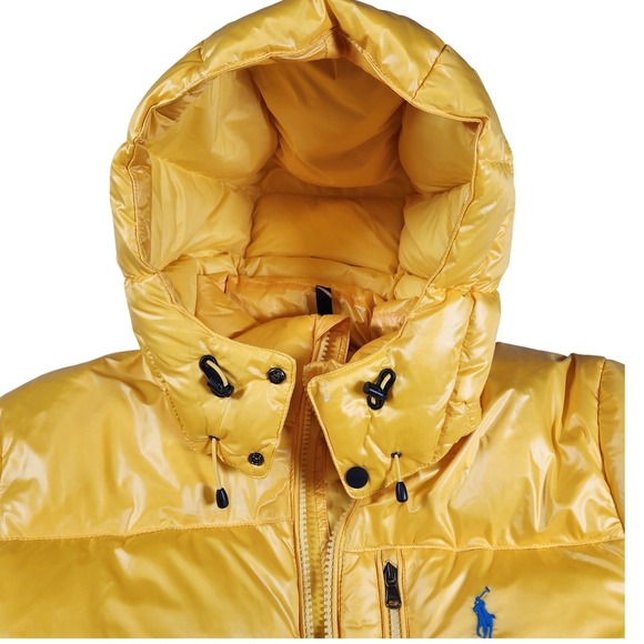 Polo Ralph Lauren The Gorham Down Yellow Puffer Jacket Hooded PONY Logo L $368 - Picture 6 of 17